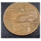 Banco de Mexico 5 Peso Banknotes & 20 Centavos Coins (Mexico 1960s-70s)