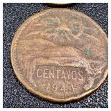 Banco de Mexico 5 Peso Banknotes & 20 Centavos Coins (Mexico 1960s-70s)