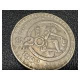 Banco de Mexico 5 Peso Banknotes & 20 Centavos Coins (Mexico 1960s-70s)