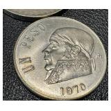 Banco de Mexico 5 Peso Banknotes & 20 Centavos Coins (Mexico 1960s-70s)