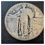 Walking Liberty Quarter Dollars - Four Coins (1925, 1926 x2, 1927)