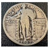 Walking Liberty Quarter Dollars - Four Coins (1925, 1926 x2, 1927)