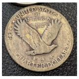 Walking Liberty Quarter Dollars - Four Coins (1925, 1926 x2, 1927)