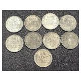 1943 Steel Lincoln Cents - 9 Coins
