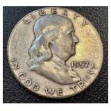 Two Franklin Half Dollar Coins 1953 & 1957
