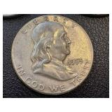 Ben Franklin Half Dollars 1953 - 3 Coins, One With S Mint Mark