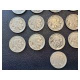 Buffalo Nickels - 21 Coins, Circulated, Varied Years