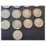 Buffalo Nickels - 21 Coins, Circulated, Varied Years