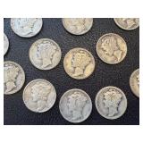 Mercury Dimes - 24 Circulated, Mixed Years (1920s-1940s)