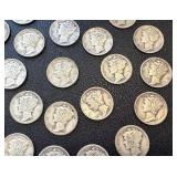 Mercury Dimes - 24 Circulated, Mixed Years (1920s-1940s)