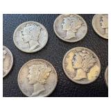 Mercury Dimes - 24 Circulated, Mixed Years (1920s-1940s)