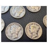Mercury Dimes - 24 Circulated, Mixed Years (1920s-1940s)