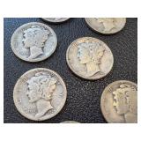Mercury Dimes - 24 Circulated, Mixed Years (1920s-1940s)