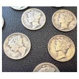 Mercury Dimes - 24 Circulated, Mixed Years (1920s-1940s)