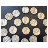 Mercury Dimes - 24 Circulated, Mixed Years (1920s-1940s)