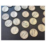 Mercury Dimes - 24 Circulated, Mixed Years (1920s-1940s)