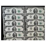 US Two-Dollar Bills - 43 Sequential Uncirculated Notes