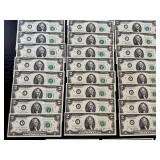 US Two-Dollar Bills - 43 Sequential Uncirculated Notes