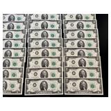 US Two-Dollar Bills - 43 Sequential Uncirculated Notes
