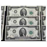 US Two-Dollar Bills - 43 Sequential Uncirculated Notes