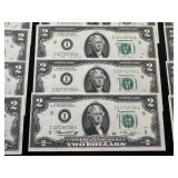 US Two-Dollar Bills - 43 Sequential Uncirculated Notes