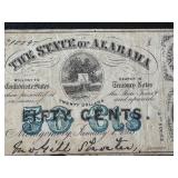 Confederate States Treasury Notes 25c & 50c (Lot of 2) Alabama 1863 2nd Series