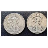 Walking Liberty Quarters - 1944-D, 1945-S, 1946-D, 1947-D (Lot of 4)