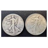 Walking Liberty Quarters - 1944-D, 1945-S, 1946-D, 1947-D (Lot of 4)