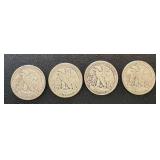 Walking Liberty Quarters - 1944-D, 1945-S, 1946-D, 1947-D (Lot of 4)