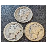 Mercury Dimes - 26 Coins Circulated (1916-1945)