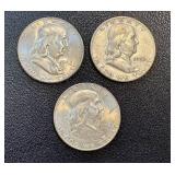 Ben Franklin Half Dollars 1952 (Lot of 3) - Philadelphia, Denver & San Francisco