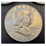 Ben Franklin Half Dollars 1952 (Lot of 3) - Philadelphia, Denver & San Francisco