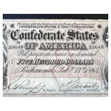 Confederate States of America 1864 $500 Note - Richmond Feb 17, 1864 - Serial 32648