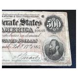 Confederate States of America 1864 $500 Note - Richmond Feb 17, 1864 - Serial 32648