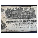 Confederate States of America $100 Note Richmond 1864 & 50 Cents Note Richmond 1864 (Lot of 2)