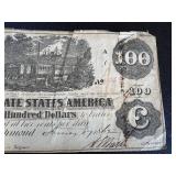 Confederate States of America $100 Note Richmond 1864 & 50 Cents Note Richmond 1864 (Lot of 2)