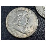 1951 Ben Franklin Half Dollar - 3 Coins (S & D Mint Marks)