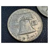 1951 Ben Franklin Half Dollar - 3 Coins (S & D Mint Marks)