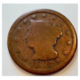 Braided Hair Large Cent - 1817 U.S. Penny
