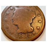 Braided Hair Large Cent - 1817 U.S. Penny