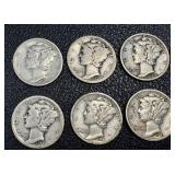Mercury Dimes - 20 US Winged Liberty Head 10-Cent Coins (1916-1945)
