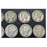 Mercury Dimes - 20 US Winged Liberty Head 10-Cent Coins (1916-1945)