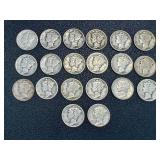 Mercury Dimes - 20 US Winged Liberty Head 10-Cent Coins (1916-1945)