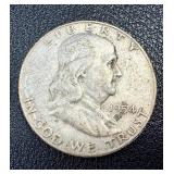 Benjamin Franklin Half Dollar Coins - 1953-D, 1954-S, 1955