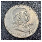 Benjamin Franklin Half Dollar Coins - 1953-D, 1954-S, 1955