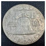 Benjamin Franklin Half Dollar Coins - 1953-D, 1954-S, 1955