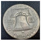 Benjamin Franklin Half Dollar Coins - 1953-D, 1954-S, 1955