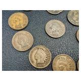 Indian Head Cent - 21 Coins - Circulated - Various Dates