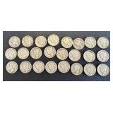 Mercury Dimes - 24 circulated coins, assorted dates