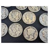Mercury Dimes - 24 circulated coins, assorted dates